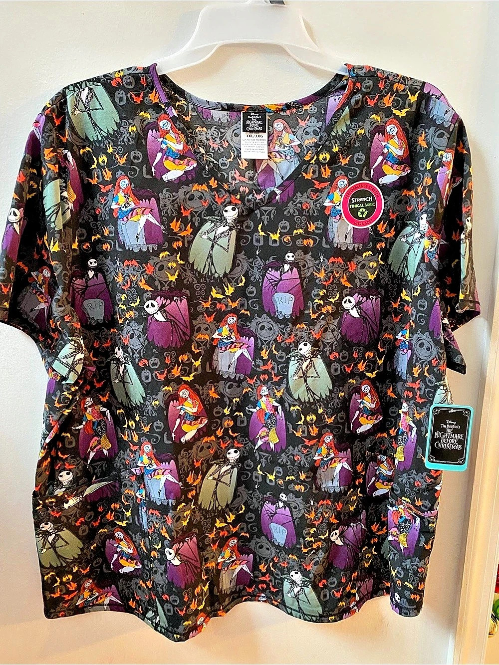 Koi Halloween Graphic Short Sleeve Top Size 3X NWT